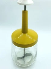 VTG MCM Federal Housewares Food Nut Chopper Gold Plastic Top Glass Jar USA RETRO