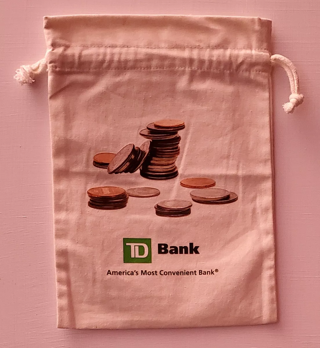 TD Bank Drawstring Canvas Money Bag eBay