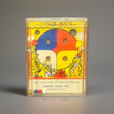 Vintage 1957 Comon Tatar Jiggle Puzzle Skill DexterityGame Color Maze Clowns