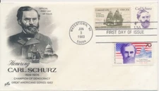 #1847 Carl Schurz Combo with German stamp Artcraft cachet First Day cover