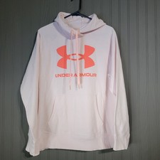 Under Armour Rival Fleece Logo Hooded Sweatshirt Pullover Pink Women's XL