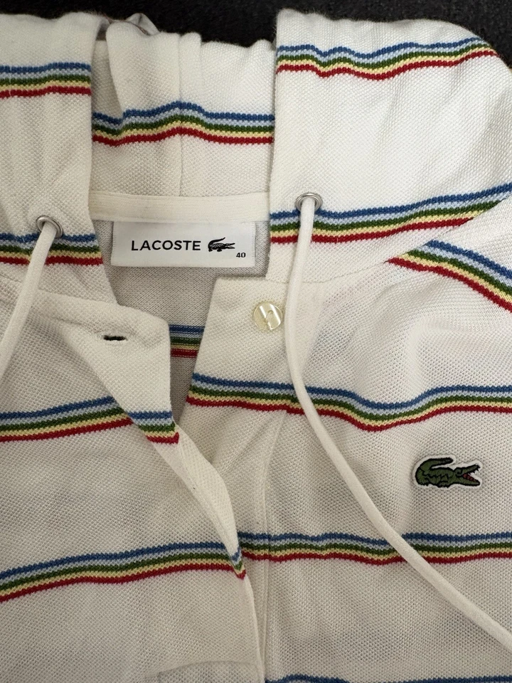 Sudadera con capucha de manga corta mediana a rayas multicolor Lacoste para hombre Foto 3 de 3