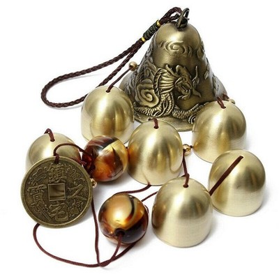 6 Copper Bell Wind Chimes   Outdoor Garden Hanging Decor