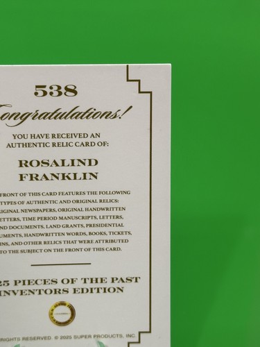 2025 Pieces Of The Past Inventors Edition #538 Rosalind Franklin Authentic Relic - Picture 14 of 15