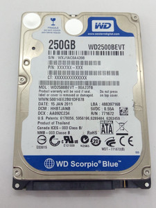 WESTERN DIGITAL *WD2500BEVT-80A23T0* 250GB* SATA HDD Notebook 2,5 Zoll #NFP1781