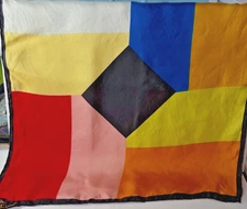 Dumont- Vintage Silk Color Block Pocket Square- Hand Rolled, Made in Italy