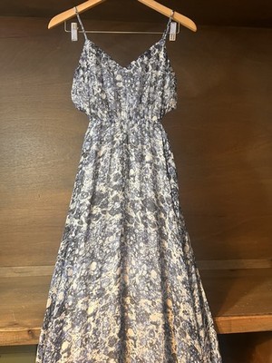 Express Blue Floral Sleeveless Side Slit Maxi Dress Adj Straps Lined SIZE  XS | eBay