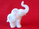 Vtg ART GLASS Fenton Burmese Satin ELEPHANT Figurine~Berry & Blossoms~Trunk up