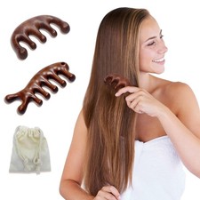 CKCLGTDM 2 Pack Wooden Scalp Massage Comb, Sandalwood Medium, Brown