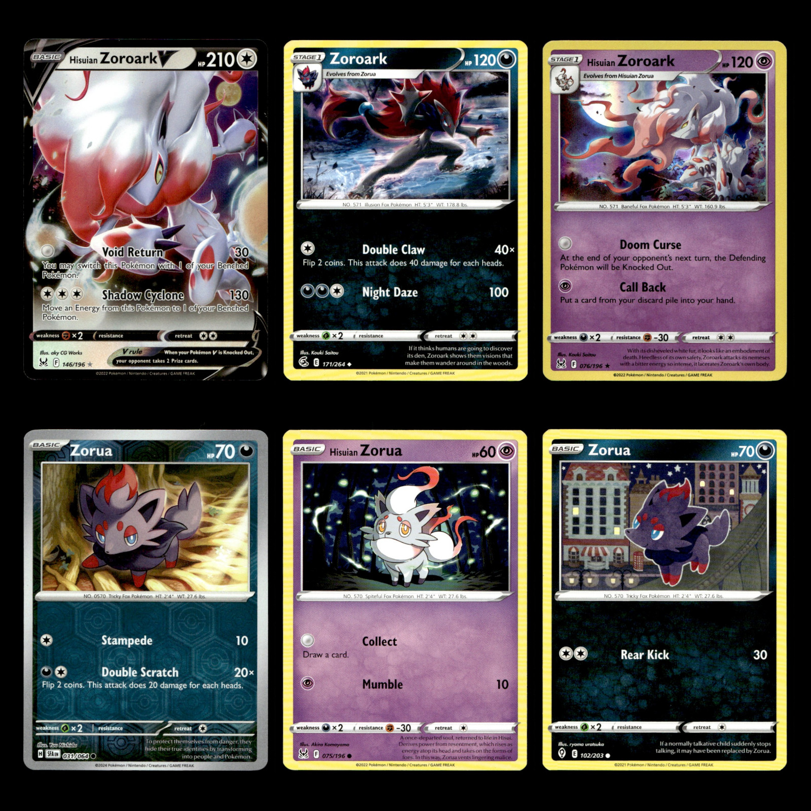 6x Hisuian Zoroark V Lot 146 Sword Shield Lost Origin Pokemon Cards Collection