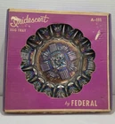 VTG Egg Relish Tray Clear Carnival Glass Iridescent FEDERAL GLASS In Box 10.75"