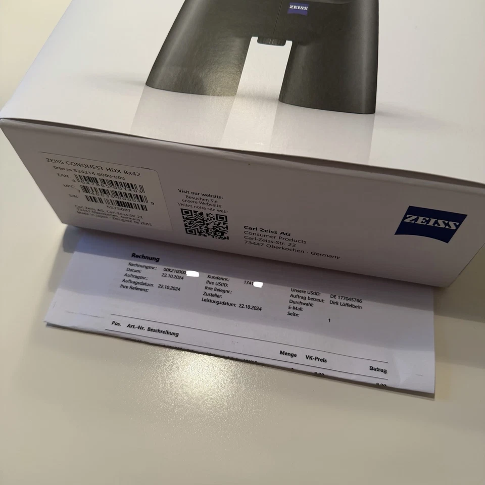 ZEISS Conquest HDX 8x42 Fernglas RECHNUNG GARANTIE w.NEU! - Bild 2 von 4