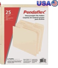 Heavyweight File Folders 1/3 Cut Manila Letter Size 25 Pack Organize Documents