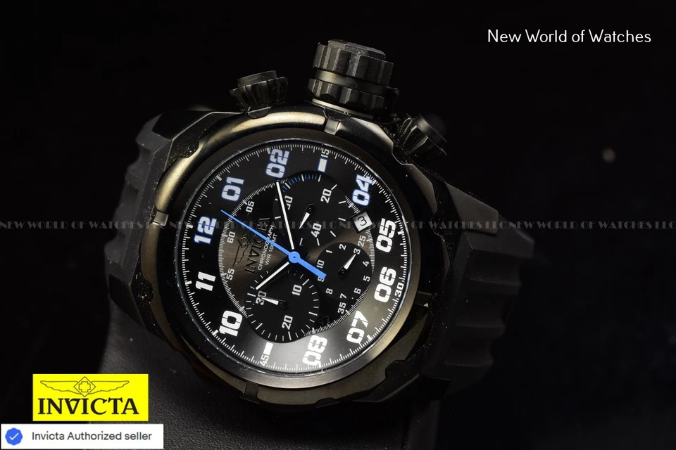 Reloj Invicta Russian Diver 52 mm Cronógrafo Banda Silicona NEGRO SS para Hombre Foto 2 de 4