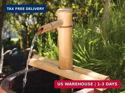 12'' Bamboo Fountain Kit - Adjustable Half Round Spout with Quiet Pump for Indoor