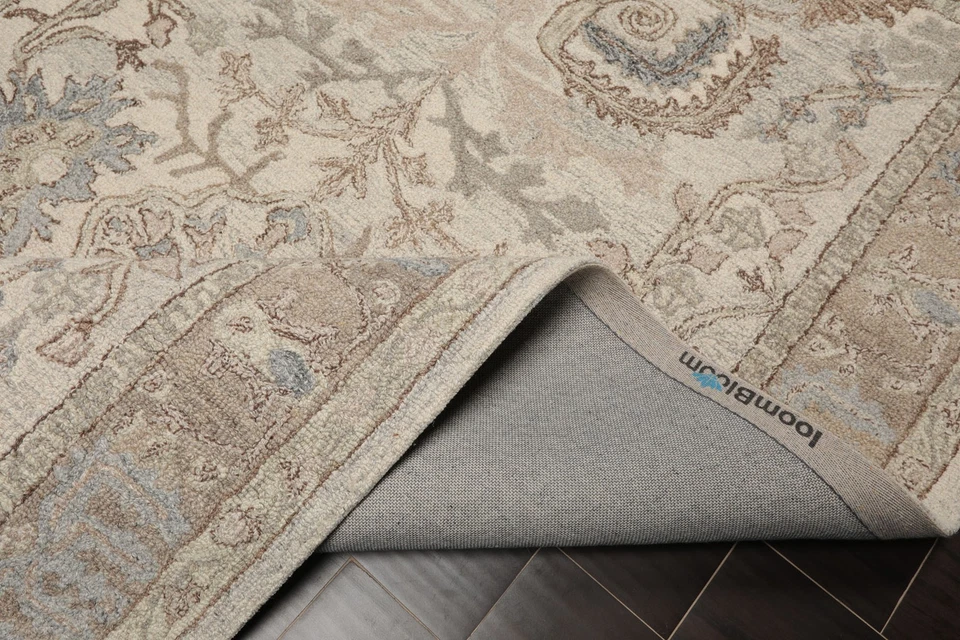 5'x8' Beige Hand Hooked Handmade Transitional Arts & Crafts Wool  Area Rug - Image 3 of 4