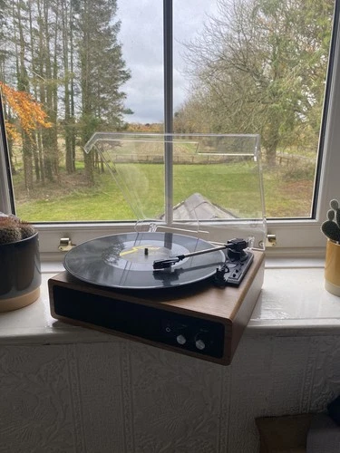 FYDEE Record Player, Bluetooth Vinyl Player with Built-In 2 Stereo Speakers