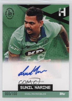 2022 Topps The Hundred Green 5/100 Sunil Narine Auto 0ni9