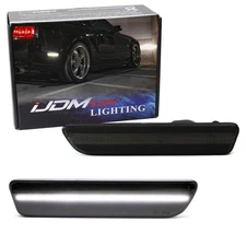 Smoked Lens White Full Strip LED Rear Side Marker Lamps For 2005-09 Ford Mustang