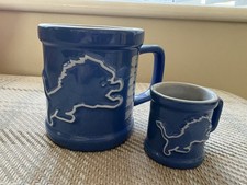 Detroit Lions 2pk Blue Ceramic Large and Small Mugs NWT 
