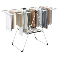 2-Tier Laundry Drying Rack w/ Adjustable Wings Height Foot Pad Aluminum Frame