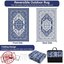 Garvee 10x14 Outdoor Patio Rug - Reversible Plastic Straw Carpet