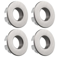 4 PCS Sink Basin Trim Overflow Covers - Round Brass Caps for Bathroom Kitchen
