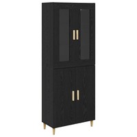 Schmales Modernes Highboard Schwarz Eichenoptik 69,5X34X180 Cm