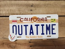 Back to the Future / Delorean / OUTATIME LICENSE PLATE- EMBOSSED