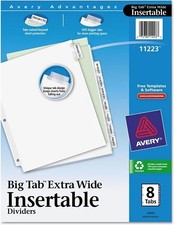 Avery 11223 Insertable Big Tab Dividers, 8-Tab, 11 1/8 x 9 1/4
