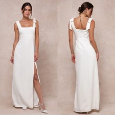 NWT Lulu's Your Sweetie White Tie-Strap Column Maxi Wedding Dress Extra Small