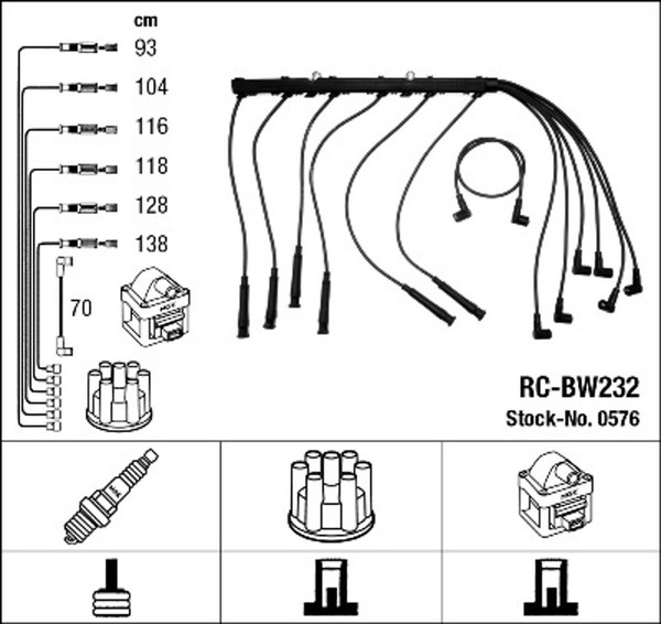 ZüNdleitungssatz NGK 0576 FüR BMW E21 E30 E28 E12 3Er 5Er Touring 320 323 520-image