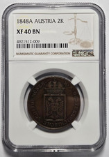 1848A AUSTRIA 2 KREUZER (2K) NGC XF 40 BN Certified Coin