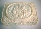 Vintage Victorian Style Couple Plastic Jewelry Box w Hinged Lid
