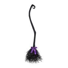 Halloween Witch Broom with Ribbon Cosplay Flying Broomstick Props Halloween JQ
