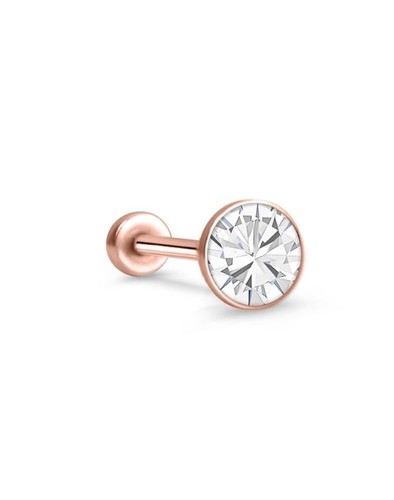 Threadless Labret Nose Ring Monroe Push Pin Stud Rose Gold Steel 4mm CZ - Picture 3 of 14