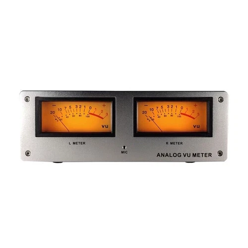 Voice Controlled Wire-free Square Analog VU Meter Alloy Panel LED Warm Backlight - Picture 7 of 11