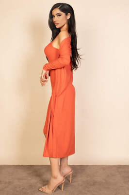Ribbed Cardigan & Cami Midi Bodycon Dress- 14 Colors | eBay