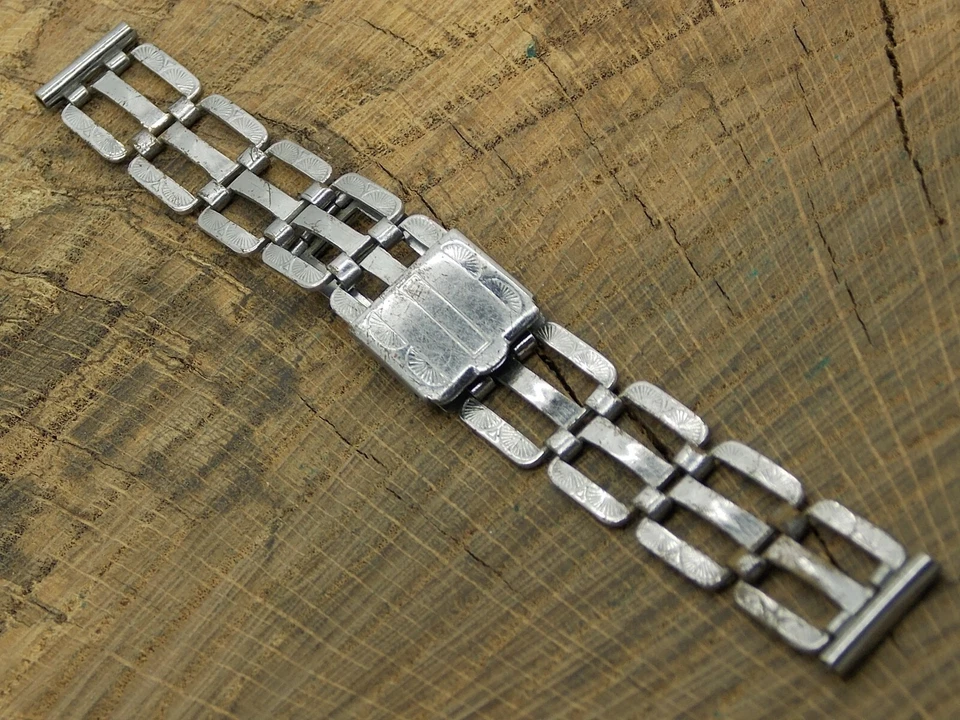 Vintage Pre-Owned Watch Band nickel plated Deployment Clasp 16mm 5/8" Mens - Image 2 of 4