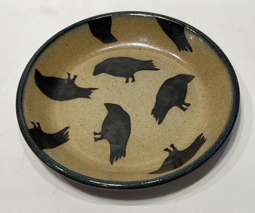 Monroe Salt Works MSW Maine Pottery 10½" Crows on Corn Platter or Bowl