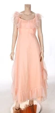 Lorrie Deb Vintage 60s 70s Peach Organza Bridesmaid Party Prom Dress sz 13/14