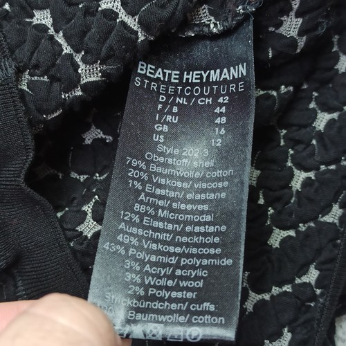 Beate Heymann Vestido D-42 (Para Como D-38) Mini Delgado Negro Jersey Elástico - Imagen 8 de 13