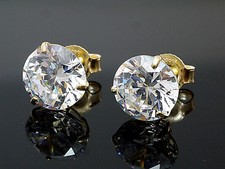333 Gold Ohrstecker gestempelt 1 Paar 8 mm Zirkonia mit 3 st&auml;rkeren Krappen