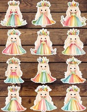Colorful Floral Princess Vinyl Stickers Set Scrapbooking Laptop Waterbottle