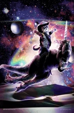 Cat on Dinosaur by James Booker Mini Poster - 11" x 17"