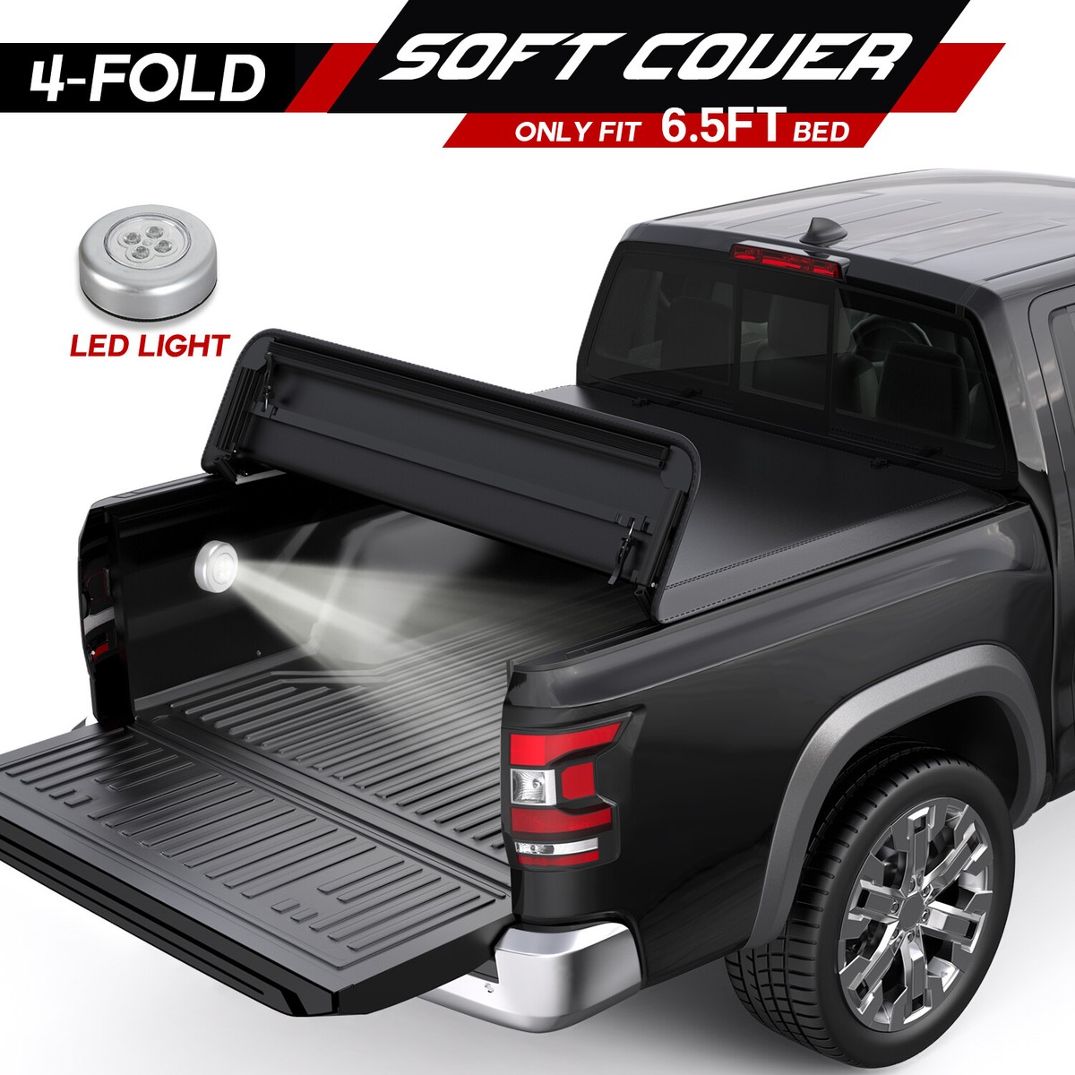 4-Fold Soft Tonneau Cover For 2016-2024 Nissan Titan XD