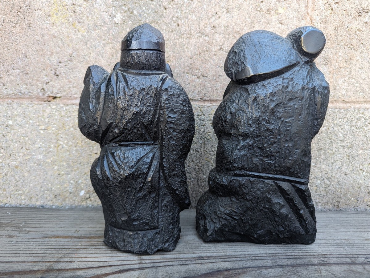 Japanese Jet Black Umoregi Wood Carved Statues of Daikoku Japanese Jet Black Umoregi Wood Carved Statues of Daikoku