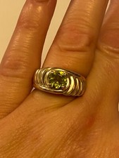 STERLING SILVER PERIDOT RIBBED RING SIZE 5.75