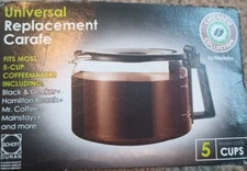 Cafe Brew Collection Universal Replacement Carafe 5 Cups Fits Most 5 Cup Makers