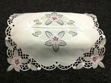 Grant Linen Embroidered Cutwork Tissue Box Cover